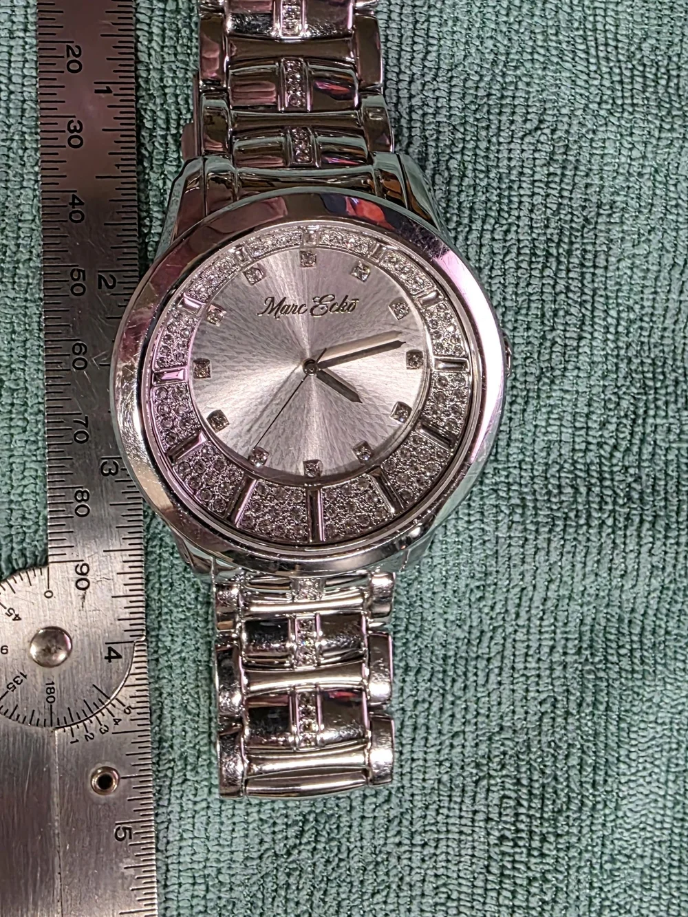 Marc Ecko Men’s Silver-Tone Crystal Accent Watch With Stainless Steel Bracelet